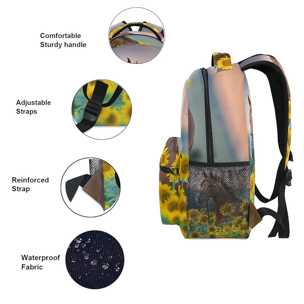 Amazon.com | ALAZA Horse Sunflowers Backpack Girl Backpacks